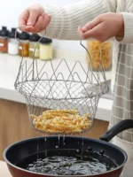 Stainless Steel Multi-Functional Foldable Cooking Chef Basket - Image 2