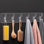 Transparent Self Adhesive 6 Row Wall Hooks
